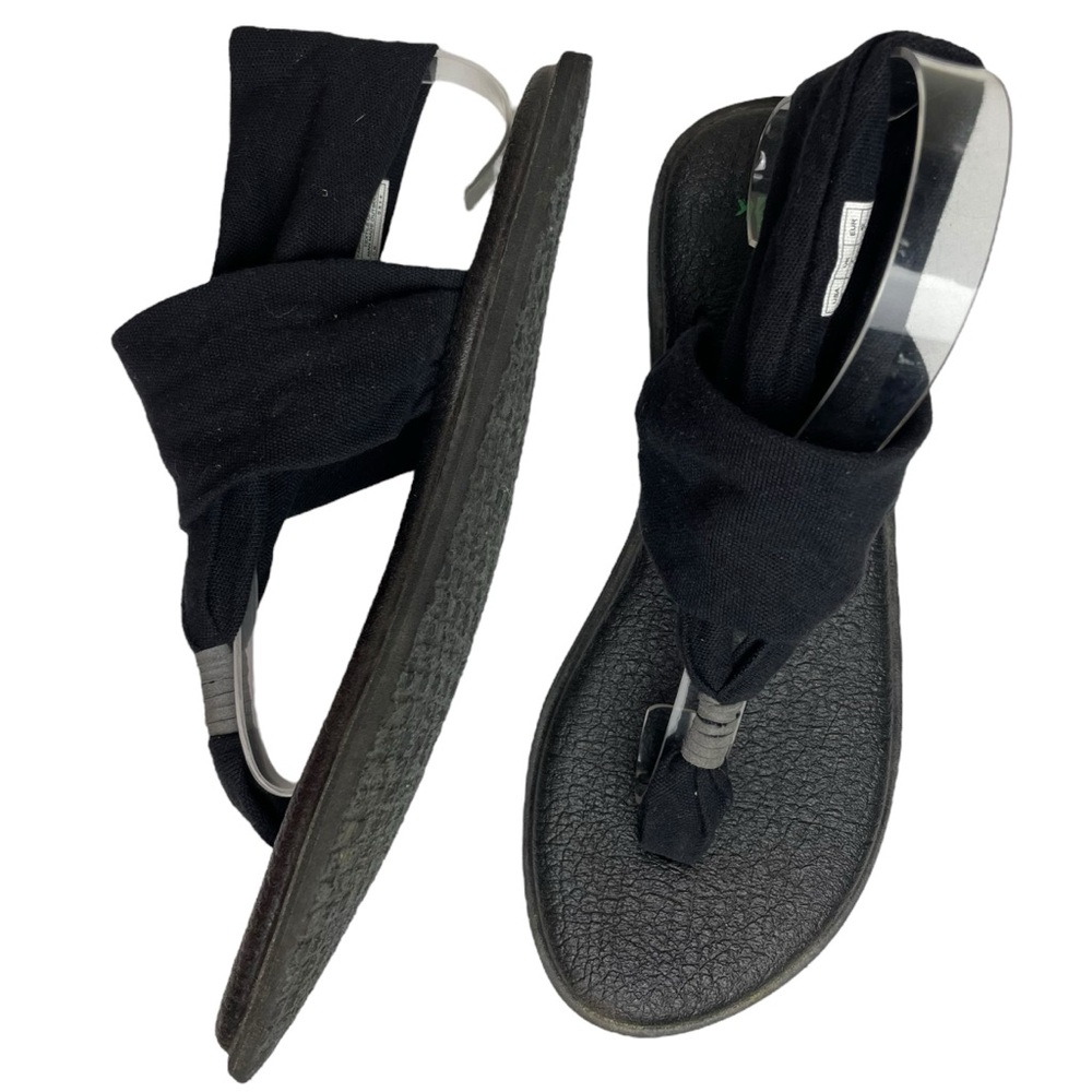 Sanuk Womens Yoga Sling 2 Sandals Thong Flip Flop Black Comfort Size US 9